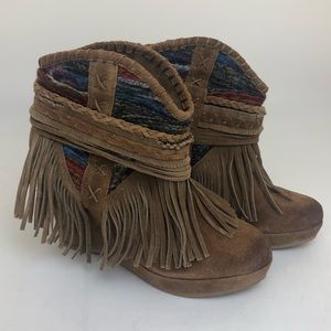 Naughty Monkey Distressed Suede Fringe Boots